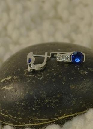 Сережки з синім каменем1 фото