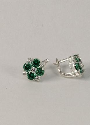 Сережки з зеленими каменями2 фото
