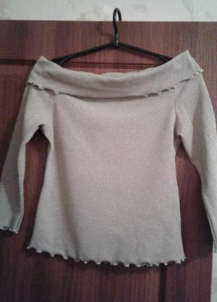 Кофта кофточка джемпер свитер с люрексом серебристая новая р.s-m1 фото