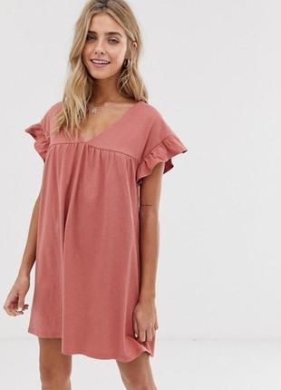 Пудрова коттонова  оверсайз-сукня asos1 фото