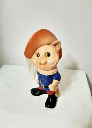 Іграшка персонаж кіт у чоботях красень раритетний голова знімна м'яка гума фігурка ігрова