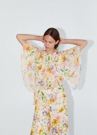 Шифонова квіткова легка блуза zara3 фото
