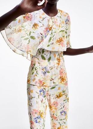 Шифонова квіткова легка блуза zara7 фото