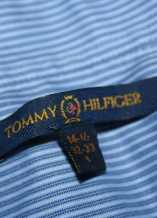 Мужская полосатая рубашка tommy hilfiger ( томми хилфигер срр идеал оригинал бело-голубая)3 фото