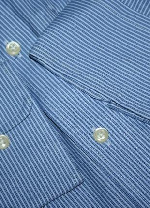 Мужская полосатая рубашка tommy hilfiger ( томми хилфигер срр идеал оригинал бело-голубая)6 фото
