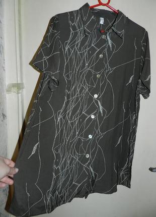 Натуральная,удлинённая,хаки,блузка-рубашка,большого размера,германия3 фото