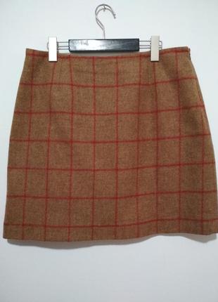 100% шерсть теплая шерстяная юбка в стильную клетку супер качество!!!3 фото