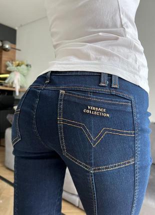 Зауженные джинсы темно-синие versace collection3 фото