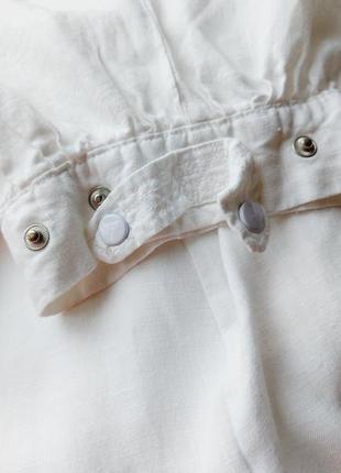 Білі лляні штани,бріджи,на манжеті ,9 фото
