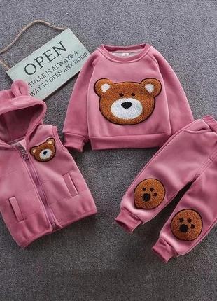 Дуже теплий велюровий костюм для дівчинки