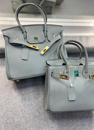 Сумка кожаная сероголубая в стиле hermes🎗🎗🎗