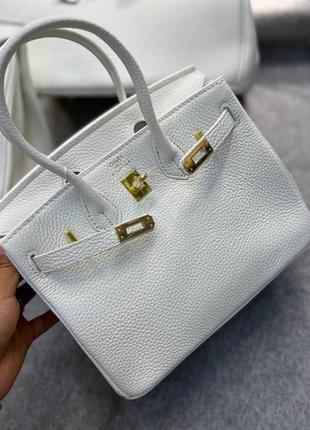 Сумка біла шкіряна в стилі hermes ⭐⭐⭐2 фото