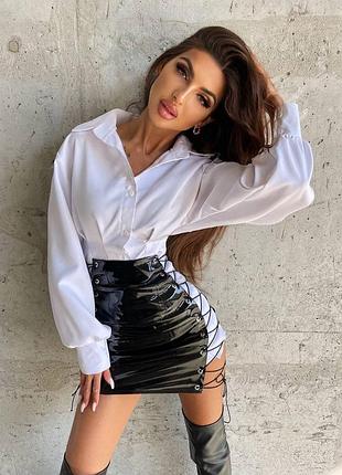 Приталена сорочка + спідниця зі шнурівкою