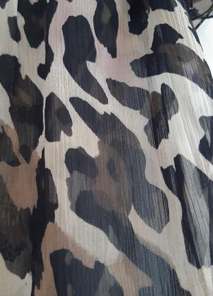 Шифонова напівпрозора блуза туніка на кулісі, принт леопард8 фото