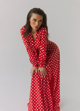 Сукня червона в горошок6 фото