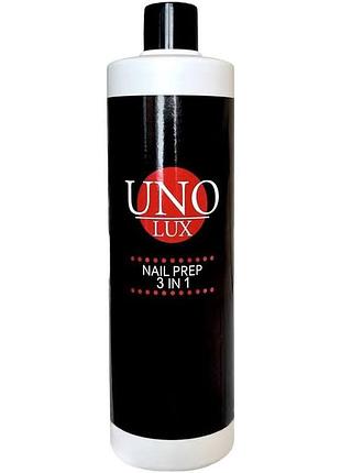 Жидкость uno nail prep 3 in 1 для ногтей (снятие липкого слоя, обезжиривание, очистка кистей), 250 мл.