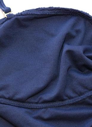 Темно-синій злитий купальник з перфорованим візерунком від allen amber (розмір хл)5 фото