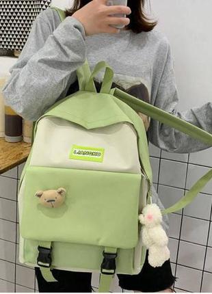 Оригинальный школьный рюкзак с брелком мишкой. разные цвета2 фото