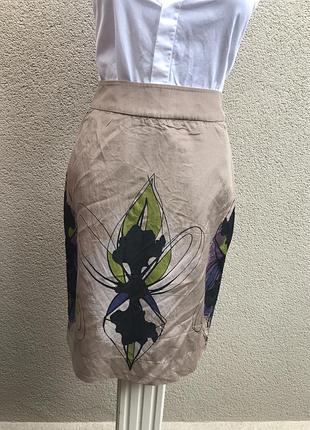 Шелковая,дизайнерская юбка-карандаш,шёлк+хлопок,charlotte eskildsen.