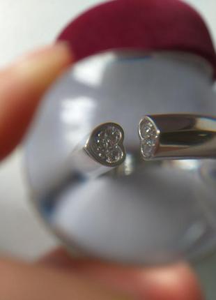 Серебрянное кольцо. серебро 925 проба. каблучка сердечки. с-образный дизайн.7 фото