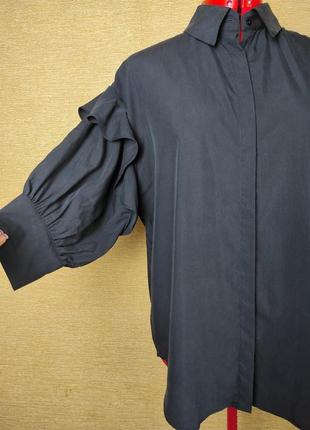 Блузка сорочка рубашка вільного крою з пишними рукавами воланами3 фото