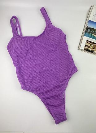 Жіночий суцільний купальник жатка фіолетовий 20221 фото