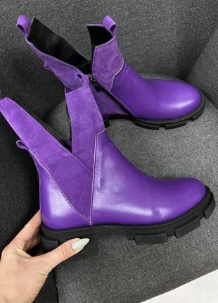 Фіолетові черевики vampyr натуральна шкіра замш / черевики vampyr натуральна шкіра замш демі зима1 фото