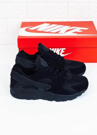 Кросівки чоловічі nike huarache all black premium кроссовки мужские чёрные найк хуарачи