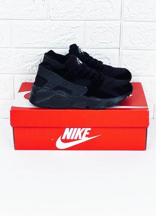 Кросівки чоловічі nike huarache all black premium кроссовки мужские чёрные найк хуарачи5 фото