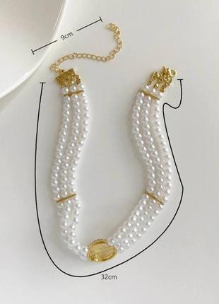 Чокер белый намисто ожерелье белое белый білий біле жемчуг жемчужины перли перлини перламутровый перламутрове перламутровое жемчужное жемчужный2 фото