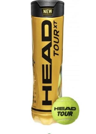М'ячі для великого тенісу head tour xt 4 шт зелені (570834)1 фото