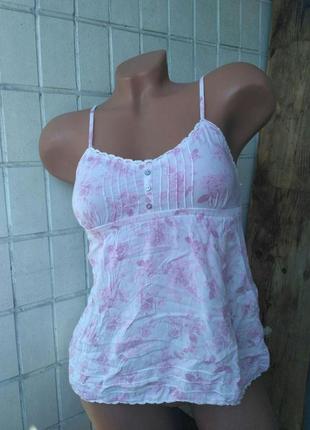 Красивая,стильная,фирменная,легкая хлопок майка футболка кроп топ на бретелях принт роза