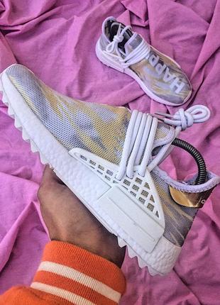 Жіночі кросівки adidas nmd human race beige grey white знижка sale4 фото