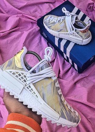 Жіночі кросівки adidas nmd human race beige grey white знижка sale6 фото