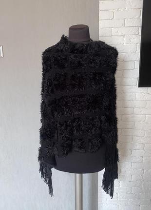 Накидка кардиган пончо палантин з бахромою roman, one size