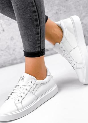 Жіночі білі кеди в стилі calvin klein!!! 100% натуральна шкіра!!! 36-41рр!!!