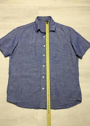 Фирменная мужская льняная рубашка брендова чоловіча сорочка льон uniqlo5 фото