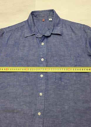 Фирменная мужская льняная рубашка брендова чоловіча сорочка льон uniqlo4 фото