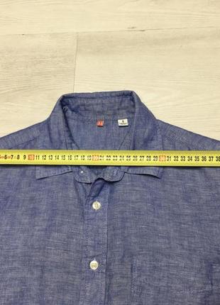 Фирменная мужская льняная рубашка брендова чоловіча сорочка льон uniqlo6 фото