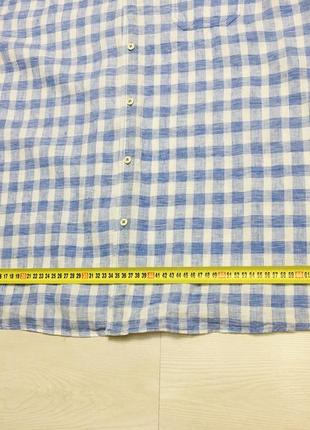 Брендова чоловіча літня сорочка льон клітинка фирменная мужская льняная рубашка лён burton menswear london6 фото