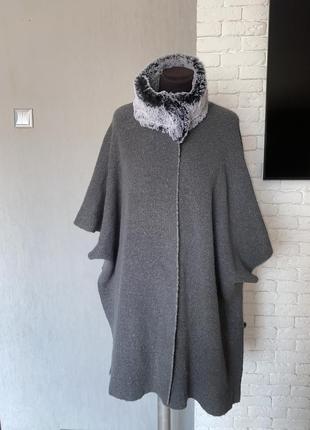 Пончо накидка з хутряним коміром marks&spencer, one size