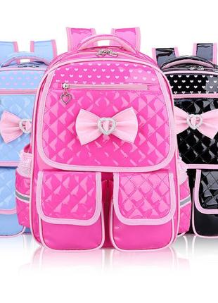 Эффектный школьный лакированный рюкзак для девочки