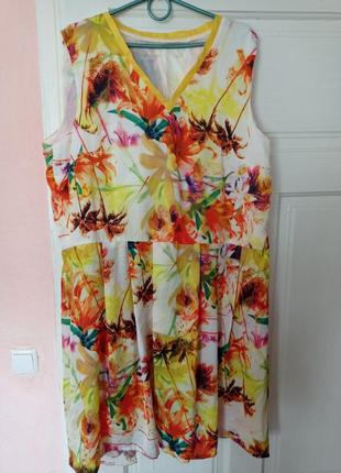 Красивое цветочное  легкое платье сарафан большого размера1 фото