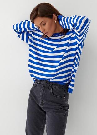 Жіноча кофта в смужку вільного фасону тільняшка3 фото