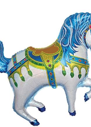 Фольгированный шар лошадь ярморочная, голубая, flexmetal (испания), 35"/90 см x 39"/98 см
