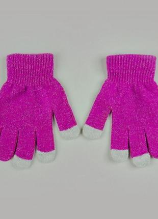 Яркие сенсорные перчатки piazza italia фуксия с люрексом1 фото