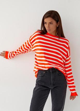 Жіноча кофта в смужку вільного фасону тільняшка7 фото