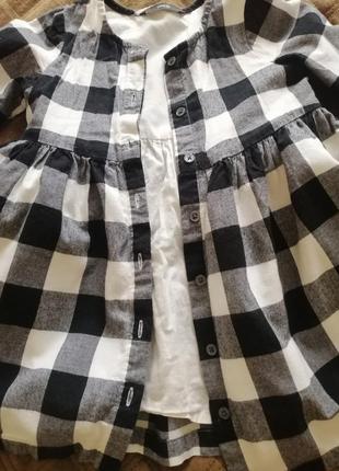 Сукня  для дівчинки з довгим рукавом у клітинку спереду ґудзики 2