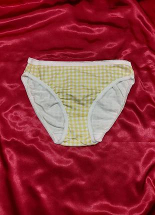 Ідеальні білі жовті хлопклві труси білі трусики жовті труси на високій середньої посадки з закритою попою в клуточку клутку з принтом малюнком