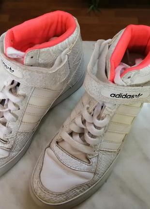 Осенние ботинки белые, шнурки, оригинал adidas, р. 37
